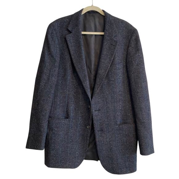 Vintage 60s Gray Herringbone Tweed 100% Wool Preppy Academia Blazer Size Medium